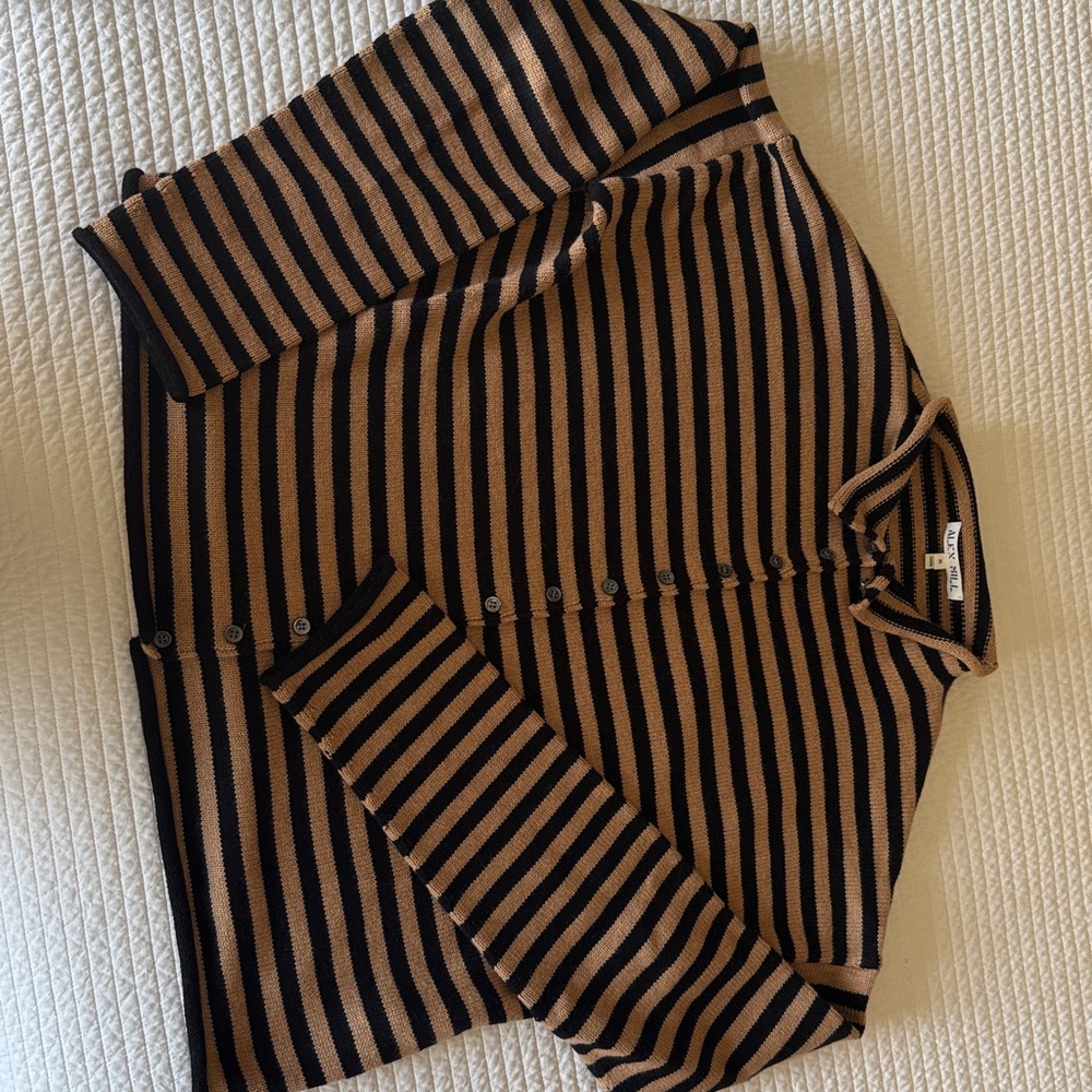 Alex Mill Black and Tan Striped Cardigan - Picture 6 of 7